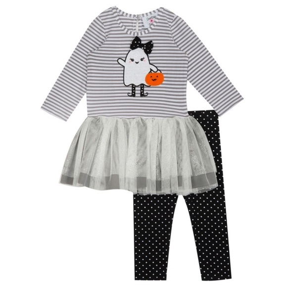 Counting Daisies Toddler Girls Halloween Ghost Tutu & Legging Set - Picture 1 of 14